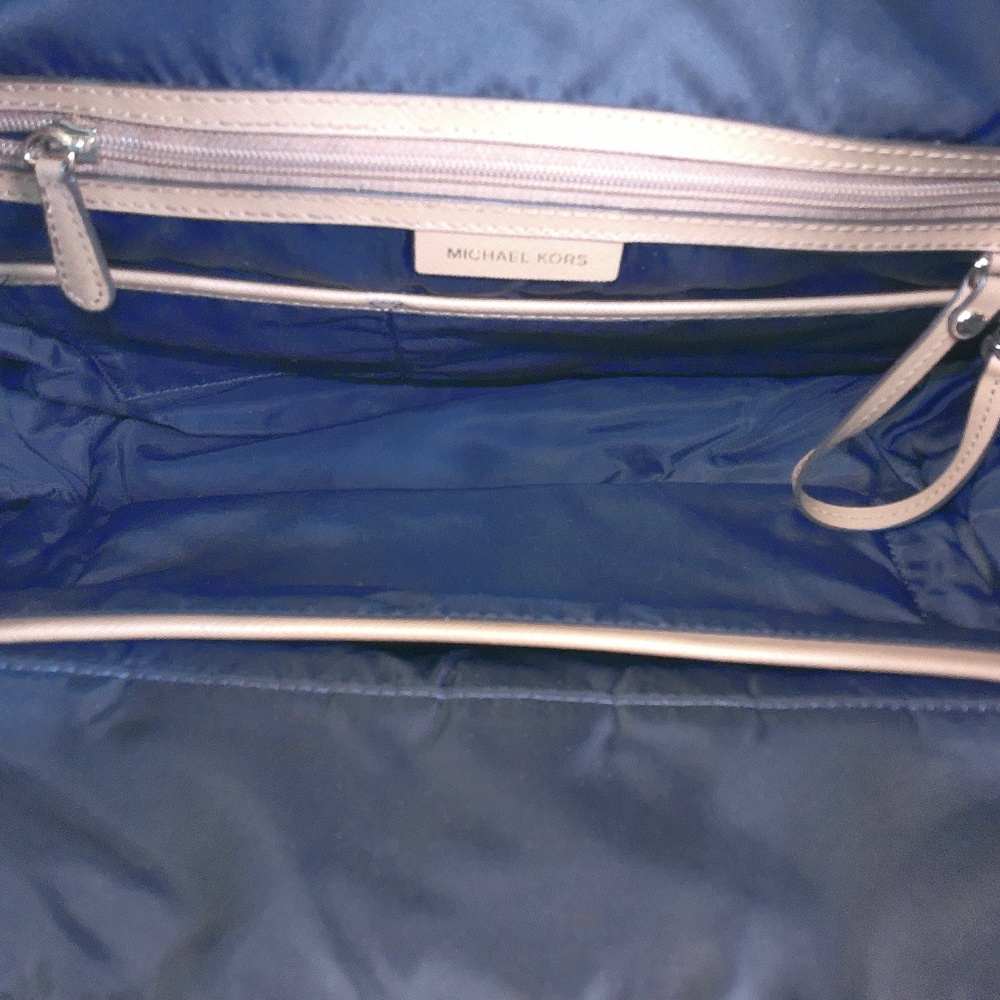 EC Michael Kors Kelsey Navy Nylon Lg Tote Leather Trim GoldTone Accents COA Inc - Picture 13 of 16